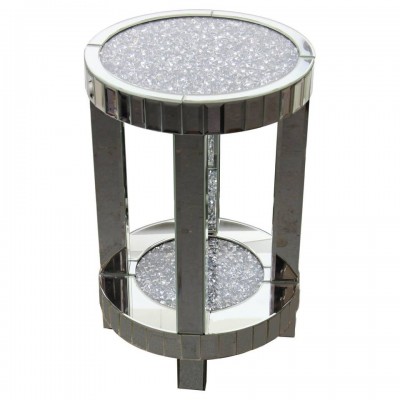 Crushed diamond fashion living room mirrored side table end table