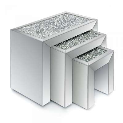 European modern crushed diamond living room mirrored side table