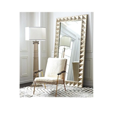 Gorgeous MDF 3D triangle golden MDF frame full length standing floor silver Mirror