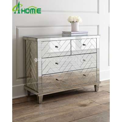 French style living room fancy/elegant mirrored chest of drawers