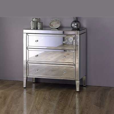 Top quality new direct sell 3 big drawers home bevelled mirrored chest of drawers cabinet