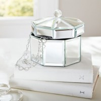 Female hot sell octagon silver mirrored jewelry box storage for make up dressing for sale