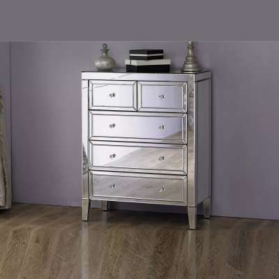 Modern houseware bevelled mirrored 2 small drawers 3 large drawers cabinet