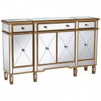 Custom high-end furniture 4 drawers 4 doors Buffet Cabinet Table Mirrored Buffet